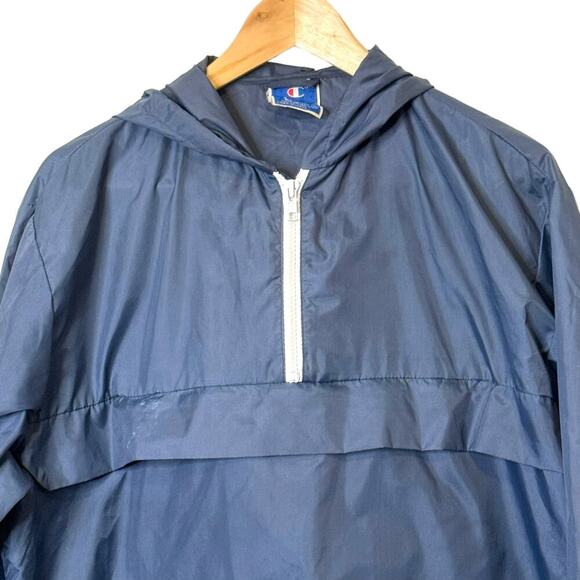 Vintage Navy Blue Champion Size Medium Made in Korea Pullover Windbreaker Jacket - Picture 3 of 6